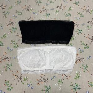 Hollister Gilly Hicks Lacy Strapless Bra Bandeaus Black / White XS Extra Small